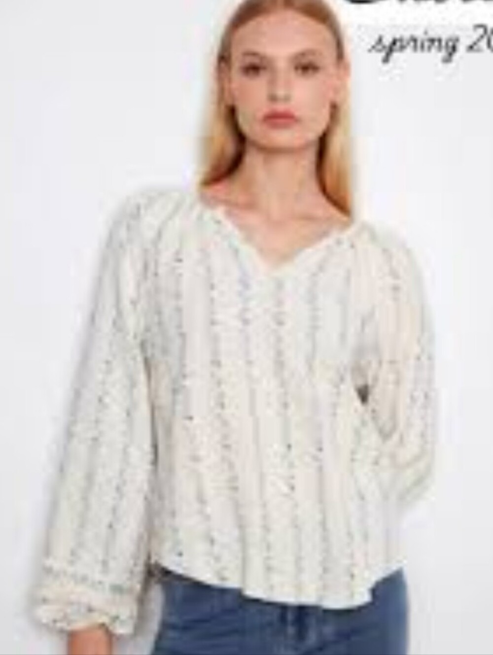 Emma and James women’s‎ white V-neck blouse 1X
